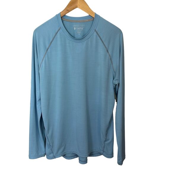 Coolibar Mens Pullover Shirt Size M UPF 50+ Blue Crew Neck Zipper Pocket - Picture 1 of 8
